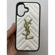 Чехол для Iphone 16  Leather YSL White-Black