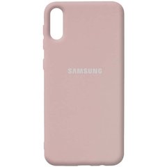 Чехол для Samsung A02 Silicone Full с закрытым низом и микрофиброй Розовый / Pink Sand