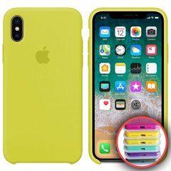 Чехол silicone case for iPhone X/XS с микрофиброй и закрытым низом New Yellow