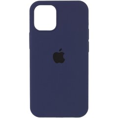 Чехол для Apple iPhone 12 | 12 Pro Silicone Full / закрытый низ (Темный Синий / Midnight Blue)