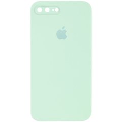Чохол для Apple iPhone 7 plus / 8 plus Silicone Full camera закритий низ + захист камери (Бірюзовий / Light Turquoise) квадратні борти