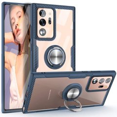 TPU+PC чехол Deen CrystalRing for Magnet (opp) для Samsung Galaxy Note 20 Ultra (Бесцветный / Темно-синий)
