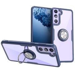 TPU+PC чехол Deen CrystalRing for Magnet (opp) для Samsung Galaxy S21 (Бесцветный / Темно-синий)