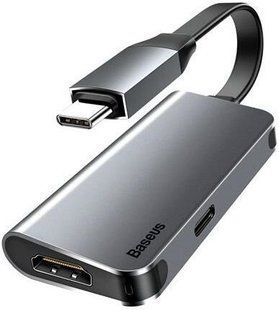 Переходник Baseus Little Box Type-C to HDMI+Type-C PD Mini High-Definition Smart HUB Converter Dark Gray (CAHUB-E0G), Dark Grey