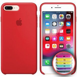 Чехол silicone case for iPhone 7 Plus/8 Plus с микрофиброй и закрытым низом Red