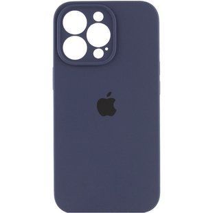 Чехол для Apple iPhone 14 Pro Max Silicone Full camera закрытый низ + защита камеры / Темно-синий / Midnight blue