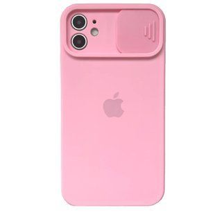 Чохол для iPhone 12 Silicone with Logo hide camera + шторка на камеру Rose Pink
