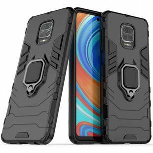 Ударопрочный чехол Transformer Ring for Magnet для Xiaomi Redmi Note 9 Черный Противоударный, бронированный