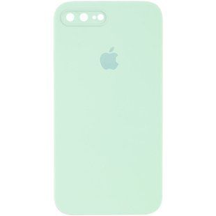 Чехол для Apple iPhone 7 plus / 8 plus Silicone Full camera закрытый низ + защита камеры (Бирюзовый / Light Turquoise) квадратные борты