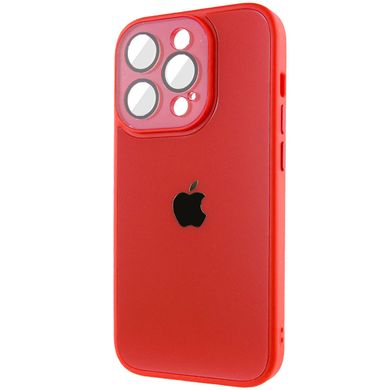 Чехол для iPhone 14 Pro Max Стеклянный матовый + стекло на камеру с микрофиброй TPU+Glass Sapphire Midnight Red