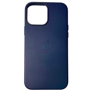 Шкіряний чохол Leather Case with MagSafe для Apple iPhone 12 / 12 Pro Темно - Синій / Midnight Blue