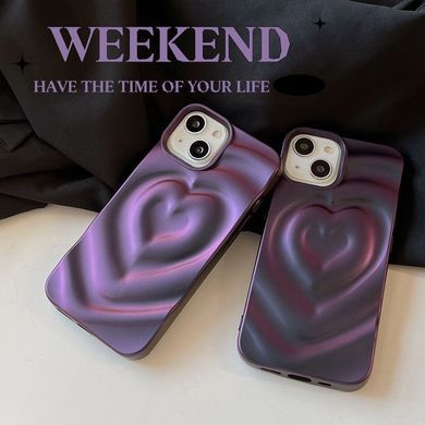 Чехол для iPhone 14 Рельефное сердечко Purple