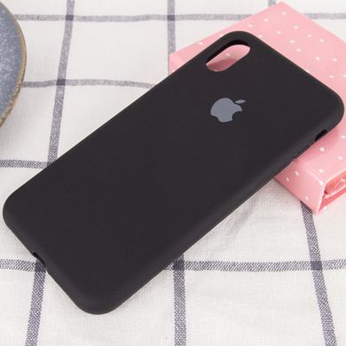 Чехол silicone case for iPhone XS Max с микрофиброй и закрытым низом Black