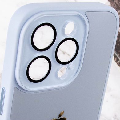 Чохол для iPhone 12 / 12 Pro Скляний матовий + скло на камеру з мікрофіброю TPU+Glass Sapphire Midnight Blue