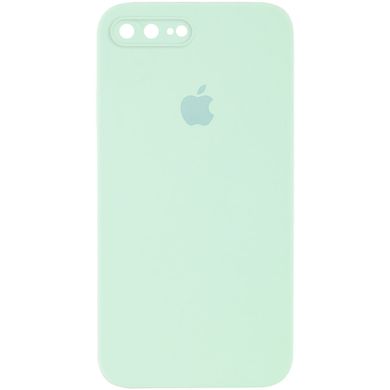 Чехол для Apple iPhone 7 plus / 8 plus Silicone Full camera закрытый низ + защита камеры (Бирюзовый / Light Turquoise) квадратные борты