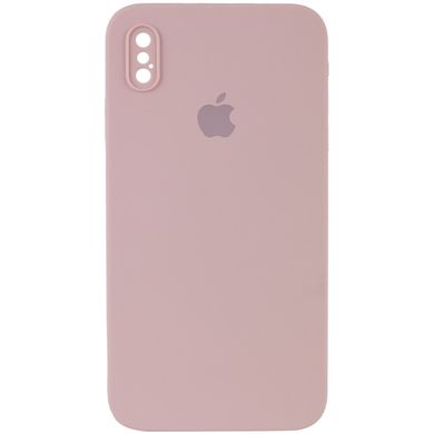 Чехол для Apple iPhone XS Max Silicone Full camera / закрытый низ + защита камеры (Розовый / Pink Sand) квадратные борты