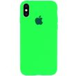 Чехол silicone case for iPhone XS Max с микрофиброй и закрытым низом Neon green