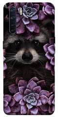 Чехол для Oppo A91 PandaPrint Енот в цветах цветы