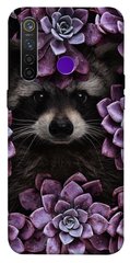 Чехол для Realme 5 Pro PandaPrint Енот в цветах цветы