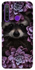 Чехол для Realme 5 PandaPrint Енот в цветах цветы