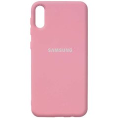 Чехол для Samsung A02 Silicone Full с закрытым низом и микрофиброй Розовый / Pink