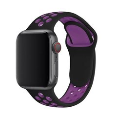 Силиконовый ремешок Sport Nike+ для Apple watch 42mm / 44mm Black-Purple