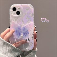 Чехол для iPhone 13 Pro Max Popsocket Butterfly Case Purple