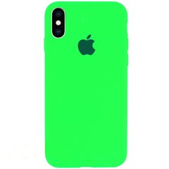 Чохол silicone case for iPhone XS Max з мікрофіброю і закритим низом Neon green