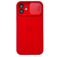 Чехол для iPhone 12 Silicone with Logo hide camera + шторка на камеру Red