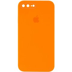 Чехол для Apple iPhone 7 plus / 8 plus Silicone Full camera закрытый низ + защита камеры (Оранжевый / Bright Orange) квадратные борты