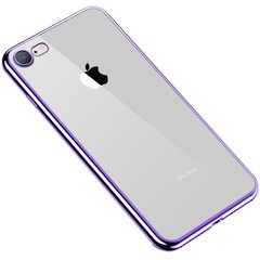 Прозрачный силиконовый чехол с глянцевой окантовкой Full Camera для Apple iPhone 7/8/SE(2020) (4.7") (Сиреневый)