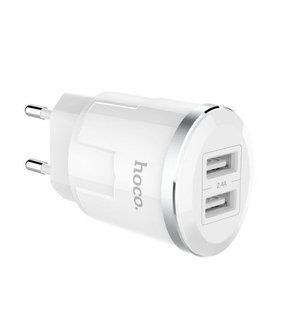 Адаптер мережевий Hoco Thunder C38A | 2USB, 2.4A | white