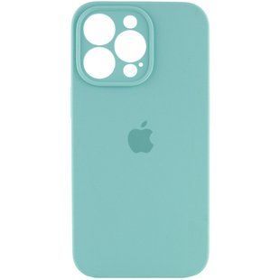 Чехол для Apple iPhone 14 Pro Max Silicone Full camera закрытый низ + защита камеры / Бирюзовый / Ice Blue
