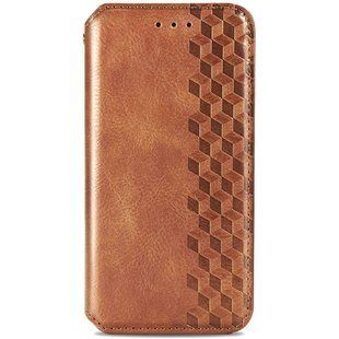 Шкіряний чохол книжка GETMAN Cubic (PU) для Xiaomi Redmi 10C Коричневий