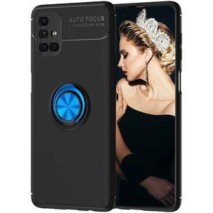 TPU чехол Deen ColorRing под магнитный держатель (opp) для Samsung Galaxy M51 (Черный / Синий)