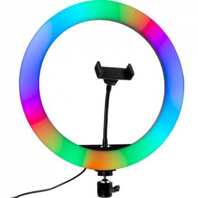 Кільцева LED RGB лампа 26 см з тримачем для телефону Селфі кільце для блогера зі штативом