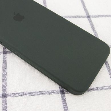 Чохол для iPhone 6 / 6s Silicone Full camera закритий низ + захист камери Зелений / Black Green квадратні борти