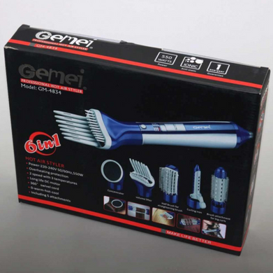Професійний фен для укладання волосся c насадками 6 У 1 GM-4834 повітряний стайлер