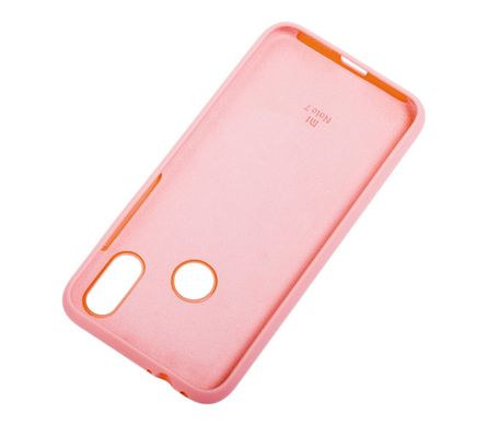 Чехол для Xiaomi Redmi Note 7 Silicone Full светло-розовый с закрытым низом и микрофиброй