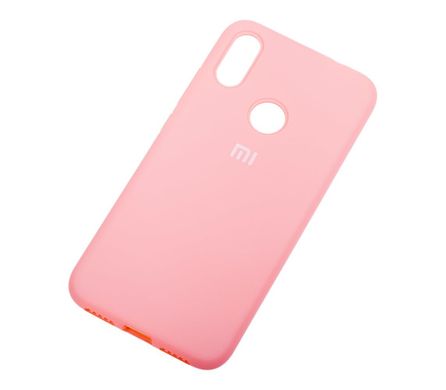 Чехол для Xiaomi Redmi Note 7 Silicone Full светло-розовый с закрытым низом и микрофиброй