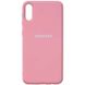 Чехол для Samsung A02 Silicone Full с закрытым низом и микрофиброй Розовый / Pink