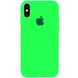 Чехол silicone case for iPhone XS Max с микрофиброй и закрытым низом Neon green
