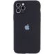 Чехол для Apple iPhone 12 Pro Max (6.7") Silicone Full camera закрытый низ + защита камеры (Черный / Black)