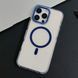 Протиударний прозорий не жовтіючий чохол для iPhone 12/12 Pro Metal Frame Magsafe Blue