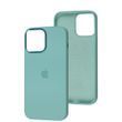 Чехол для iPhone 13 Silicone Case Full (Metal Frame and Buttons) с металической рамкой и кнопками Marine Green
