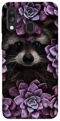 Чехол для Samsung Galaxy A40 (A405F) PandaPrint Енот в цветах цветы