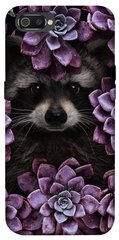Чехол для Realme C2 PandaPrint Енот в цветах цветы
