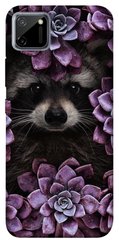 Чехол для Realme C11 PandaPrint Енот в цветах цветы