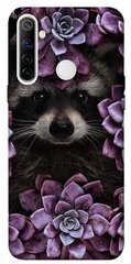 Чехол для Realme 6i PandaPrint Енот в цветах цветы