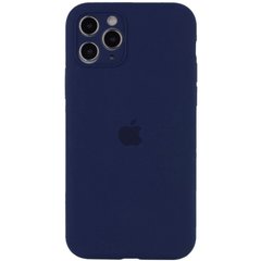 Чехол для Apple iPhone 12 Pro Silicone Full camera закрытый низ + защита камеры / Синий / Deep navy